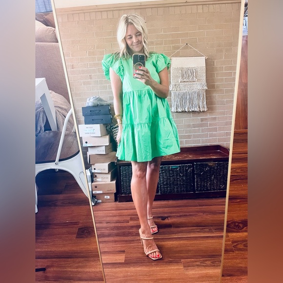 English Factory Green Ruffle Sleeve Dress - Picture 1 of 4